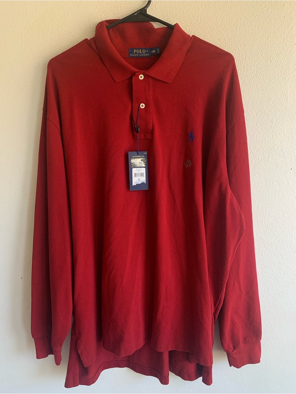 Polo by Ralph Lauren Classic Fit Long Sleeve Polo Shirt Red XXL New